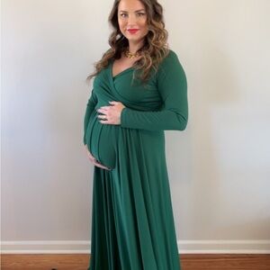 Pinkblush Forest Green Long Sleeve Maternity Dress